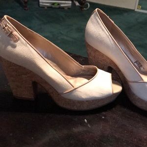 Open toe cork wedge heel